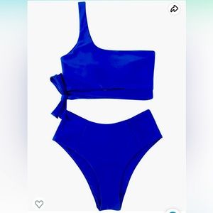 Royal blue, Medium, One shoulder, High wasted two piece swimsuit